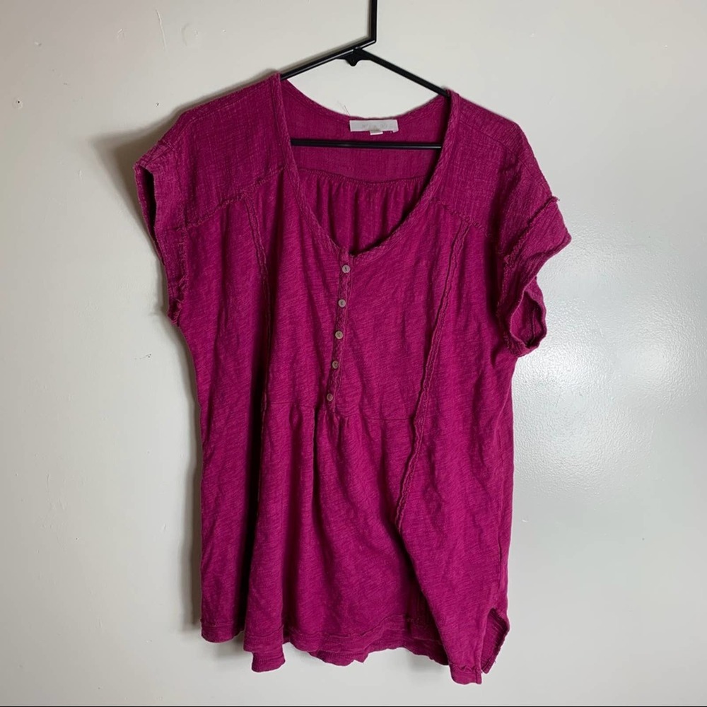 🌵Eri & Ali Purple Henley Womens Medium V Neck